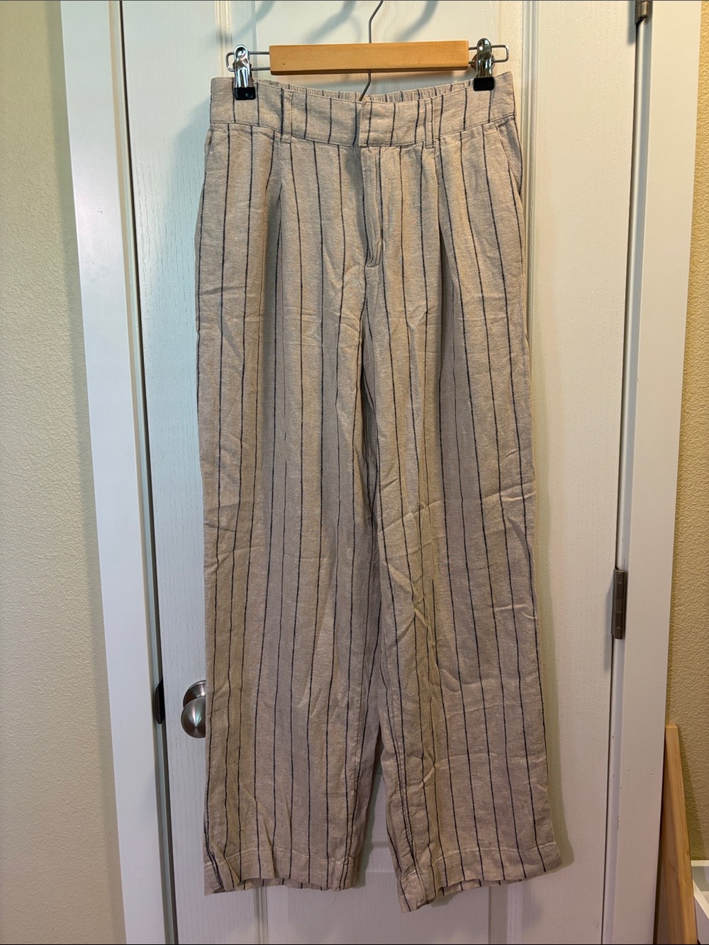 Target Beige Pinstripe Straight-Leg Pants
